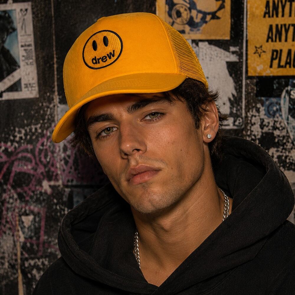 Drew House Mascot Trucker Hat Golden Yellow Smiley Face Justin Bieber Cap OS